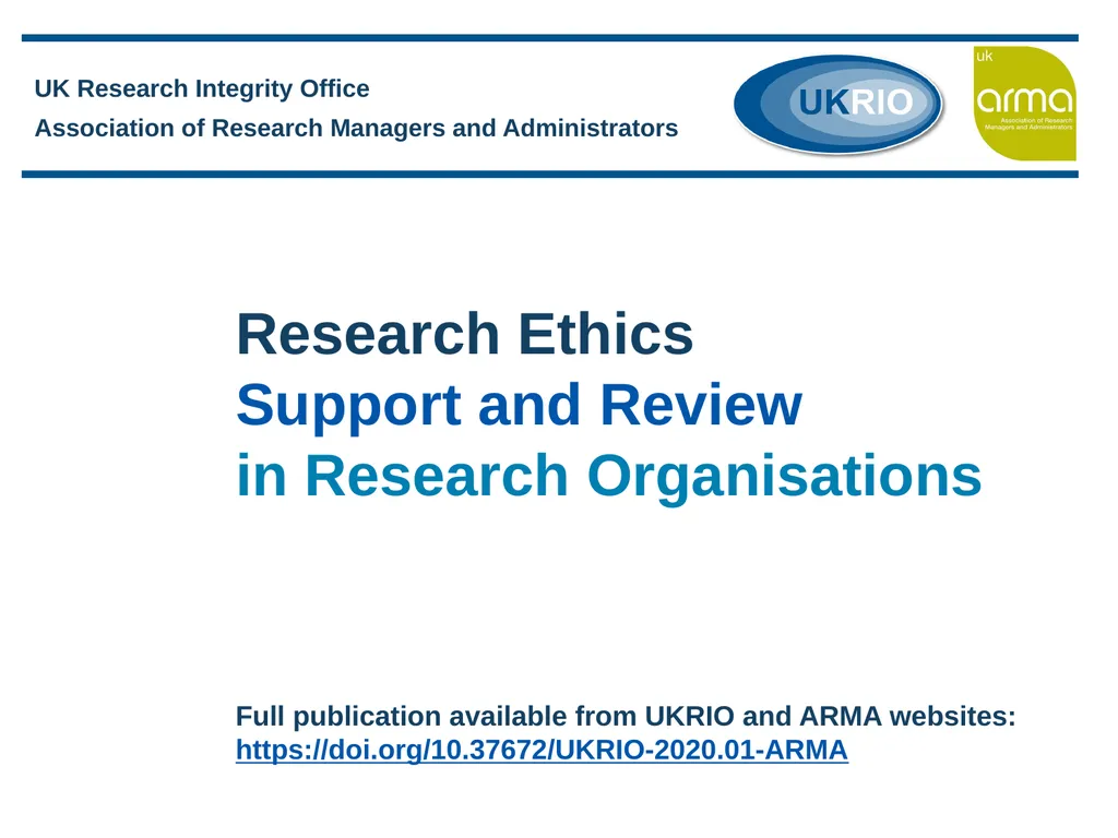 Research Ethics Support and Review in Research - slide 1 of 13