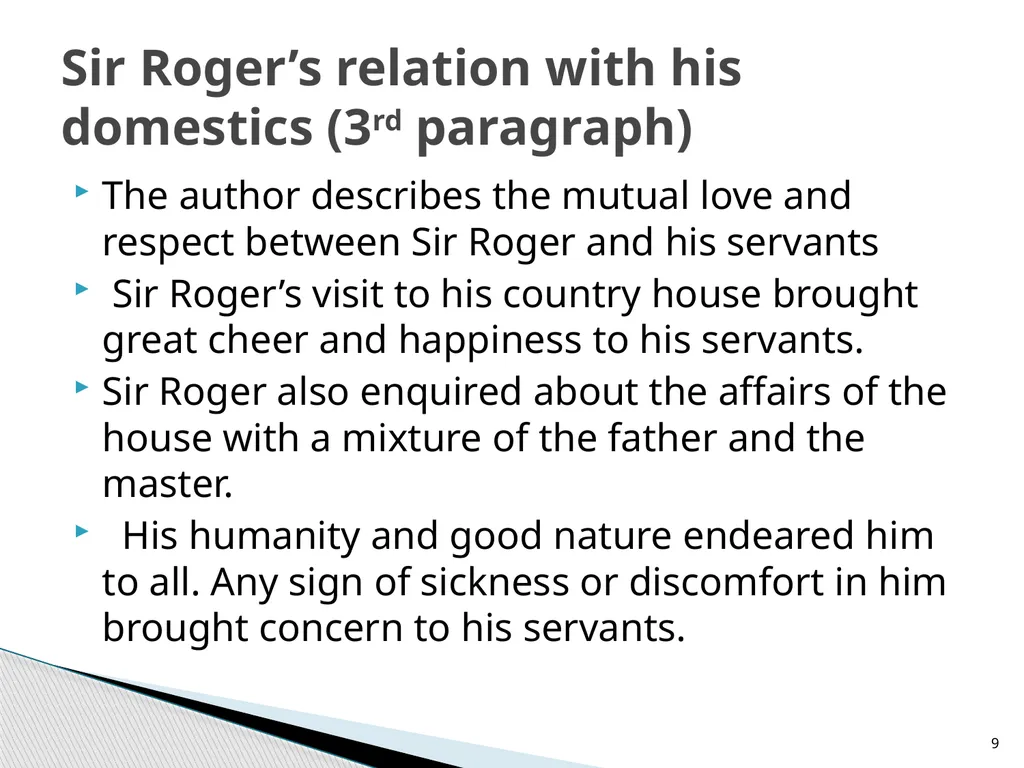 Sir Roger at Home By Joseph Addison 4th Semester - slide 9 of 16