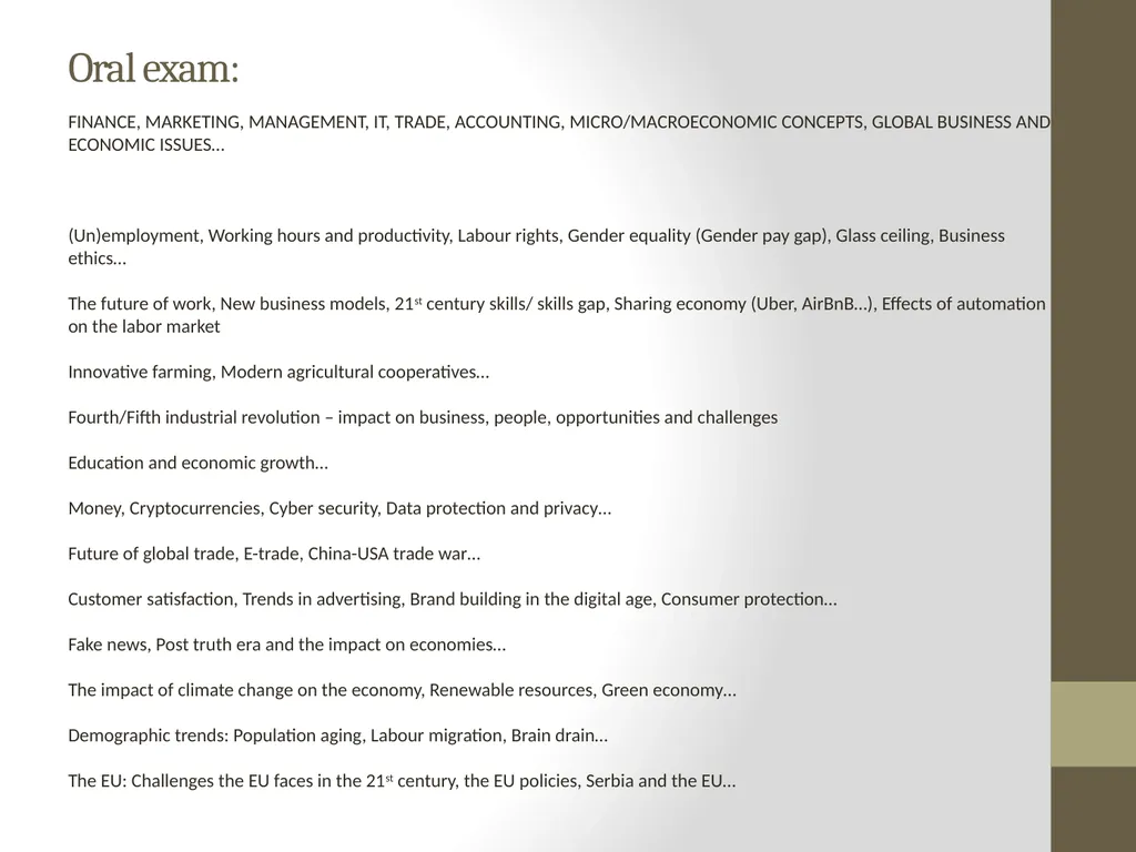 English language 2: oral exam ORAL EXAM Oral exam - slide 3 of 3