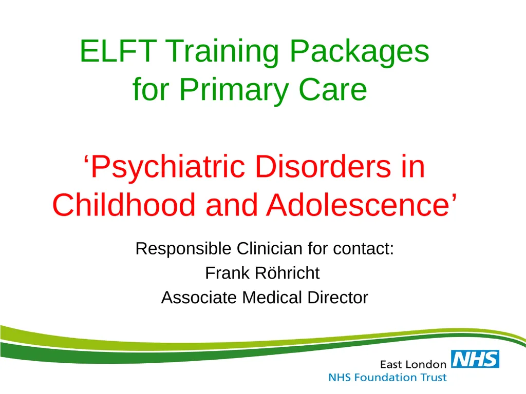 ELFT Training Packages for Primary Care - slide 1 of 64