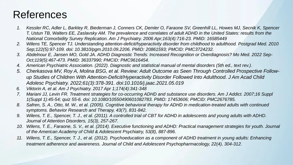 ADHD in Transitional Age Youth Developed by: - slide 59 of 61