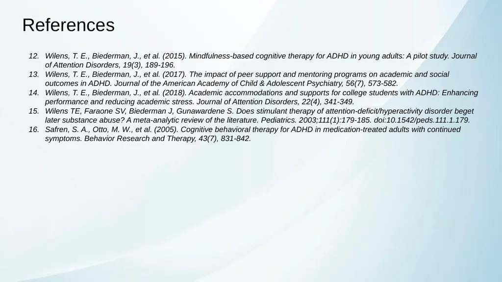 ADHD in Transitional Age Youth Developed by: - slide 60 of 61