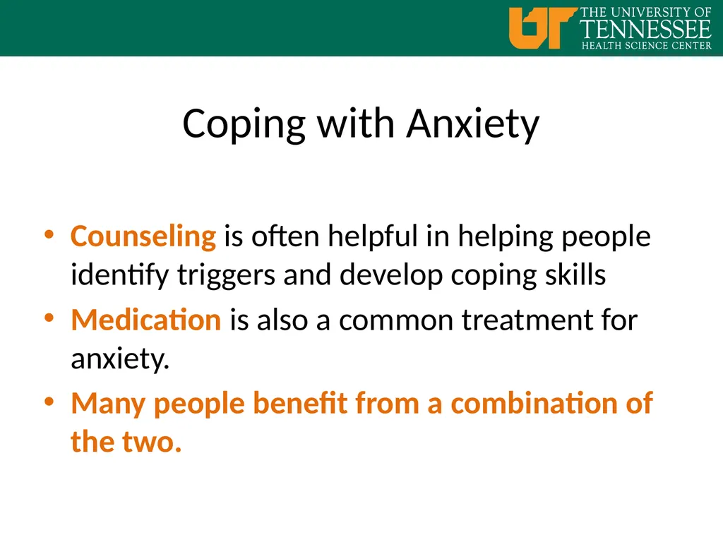 Coping with Anxiety and Stress Welcome… Student - slide 11 of 18