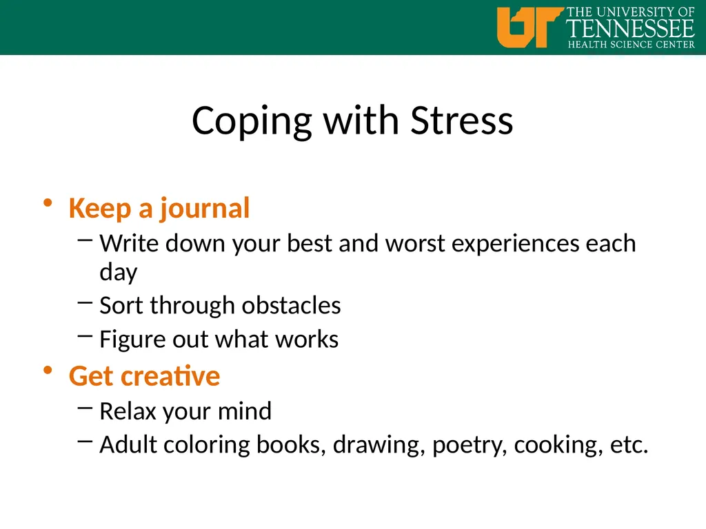 Coping with Anxiety and Stress Welcome… Student - slide 6 of 18