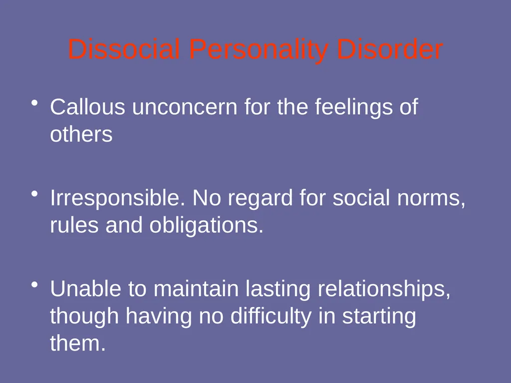 Personality Disorders Dr Andrea Williams - slide 21 of 54