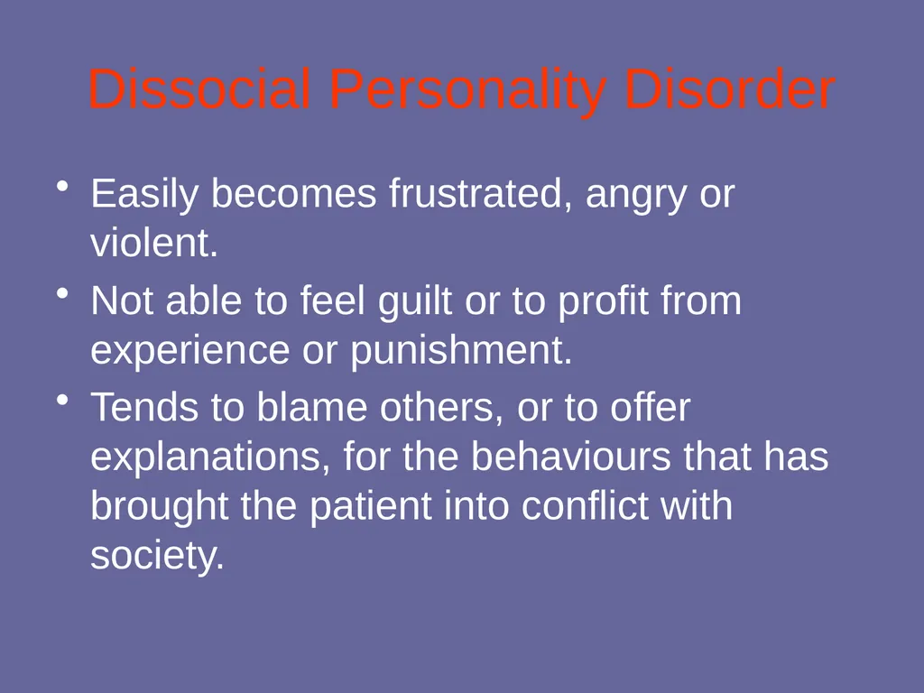 Personality Disorders Dr Andrea Williams - slide 22 of 54