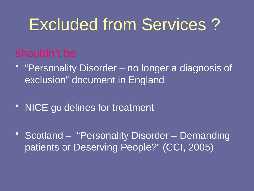 Personality Disorders Dr Andrea Williams - slide 8 of 54