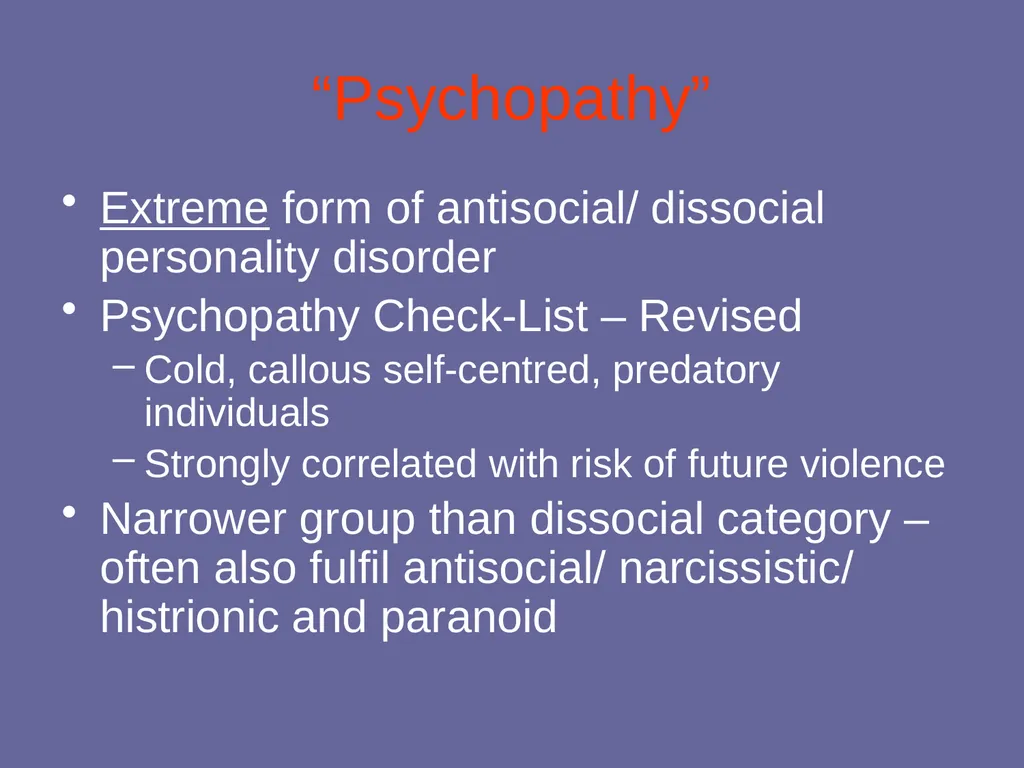 Personality Disorders Dr Andrea Williams - slide 23 of 54