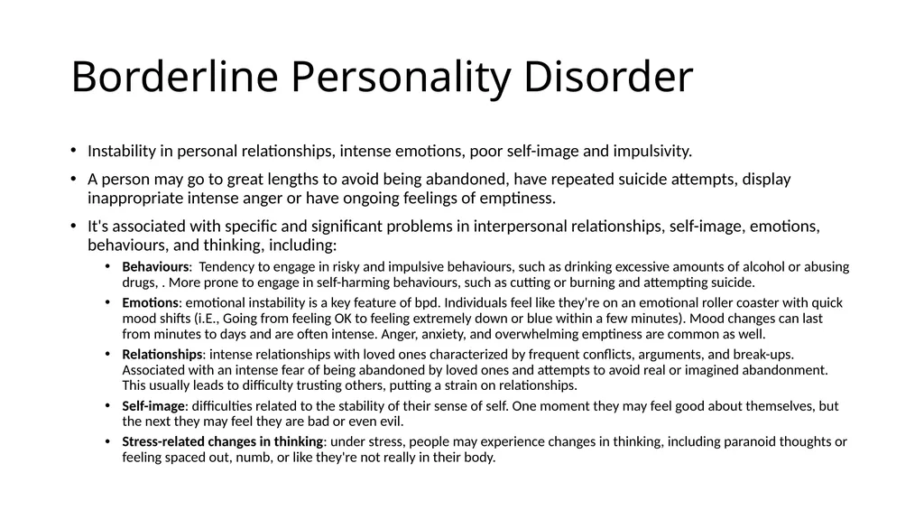 Psychopathology and Personality Disorder What is - slide 16 of 22