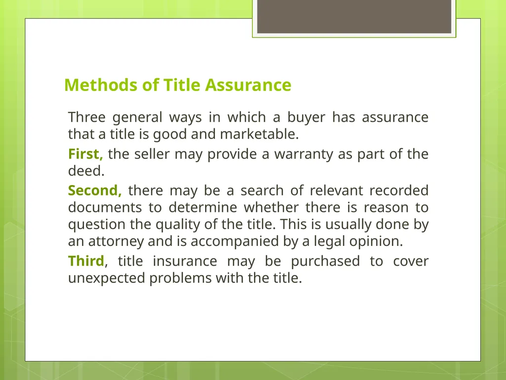 Chapter 1 Real Estate Investment: Basic Legal - slide 8 of 11