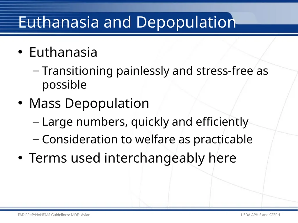 Mass Depopulation & Euthanasia Avian Euthanasia - slide 2 of 22