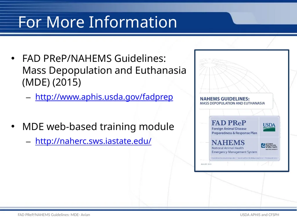 Mass Depopulation & Euthanasia Avian Euthanasia - slide 20 of 22