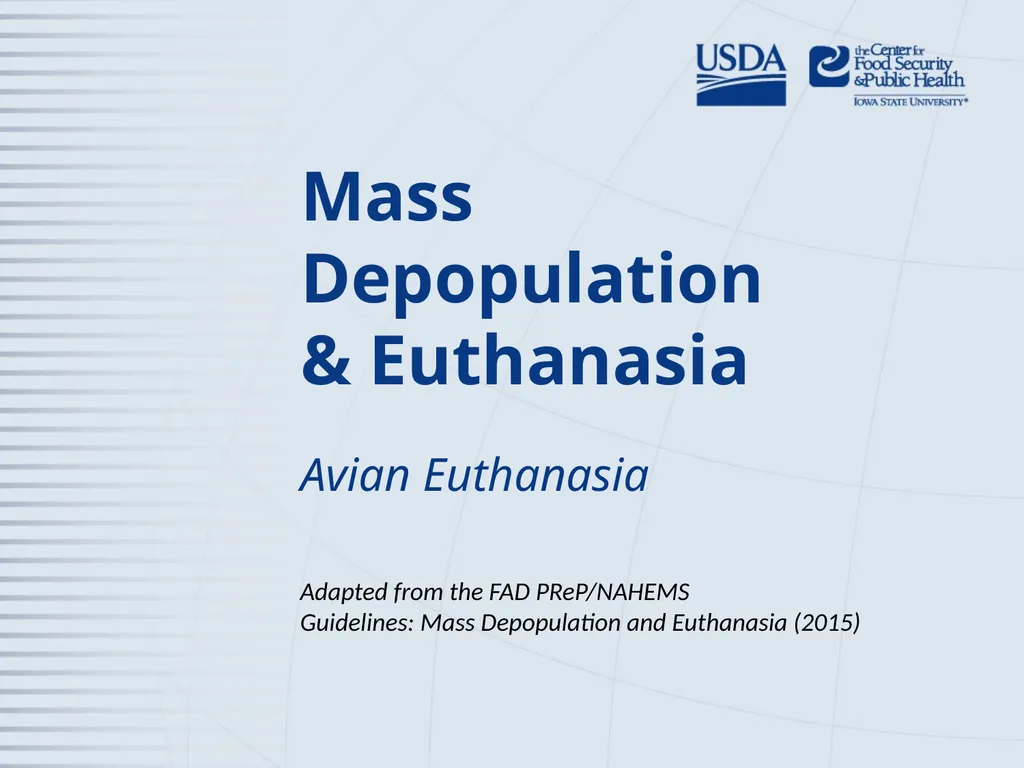 Mass Depopulation & Euthanasia Avian Euthanasia - slide 1 of 22