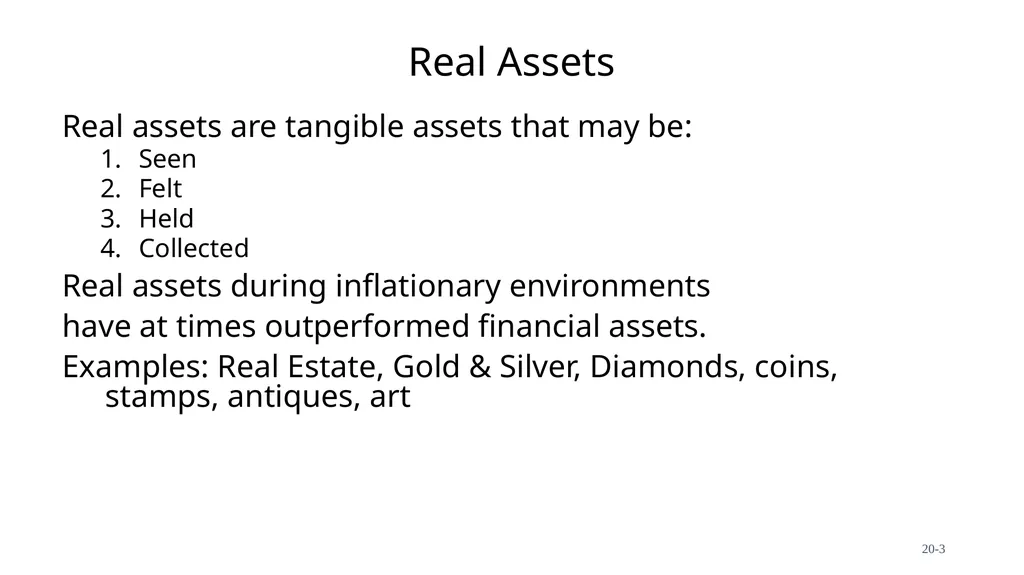 Chapter 20 Investments In Real Assets Fundamentals - slide 3 of 20