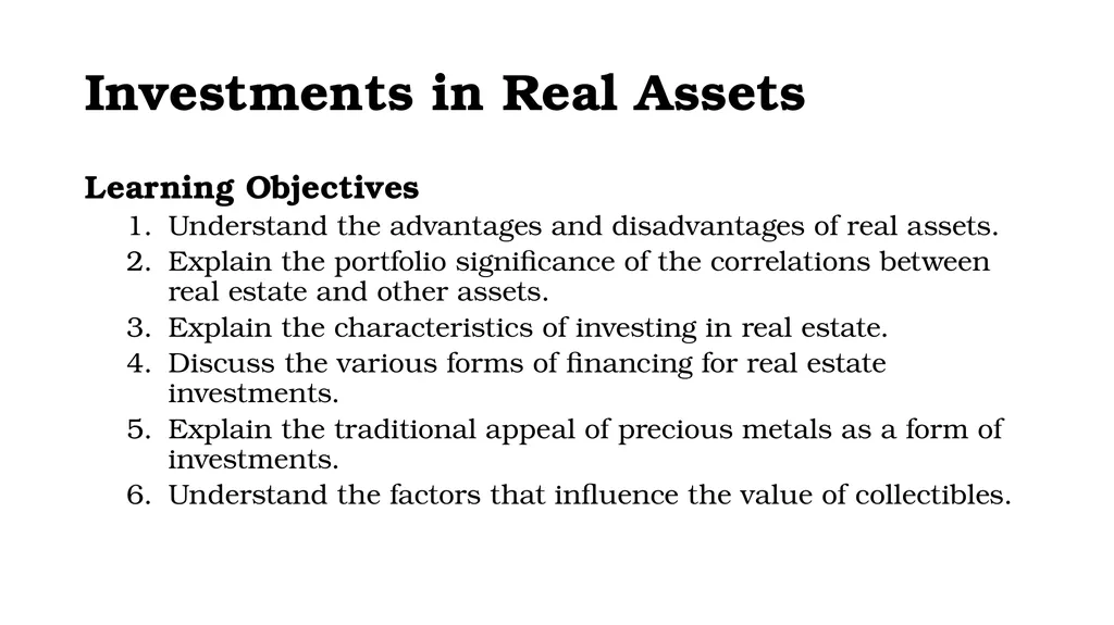 Chapter 20 Investments In Real Assets Fundamentals - slide 2 of 20