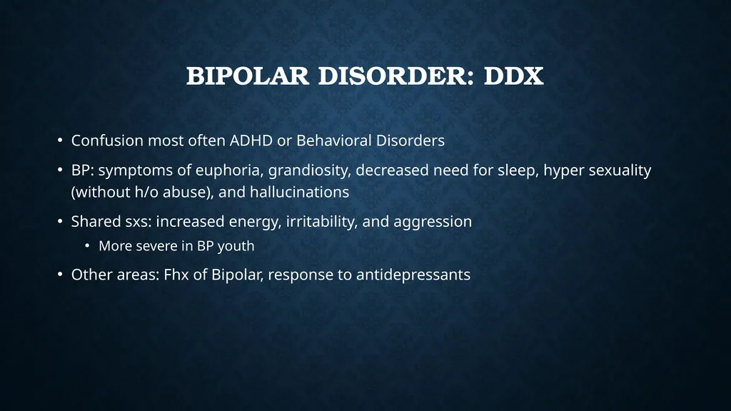 Mood Disorders (Bipolar Disorder, DMDD), - slide 12 of 35