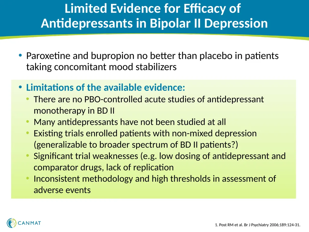 CANMAT and ISBD 2018 guidelines for the management - slide 14 of 21