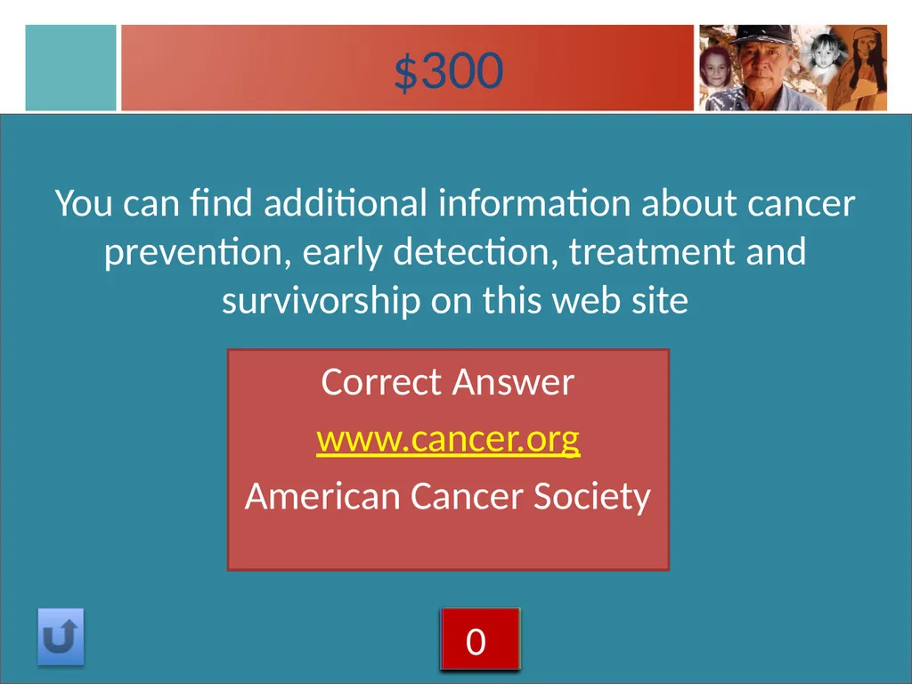 Cancer Types Jeopardy Instructions Click on the - slide 22 of 37