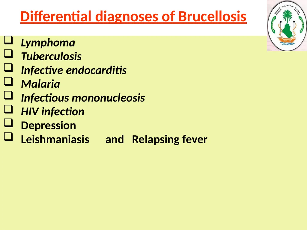 Learning objectives of Brucellosis lectures : - slide 8 of 21