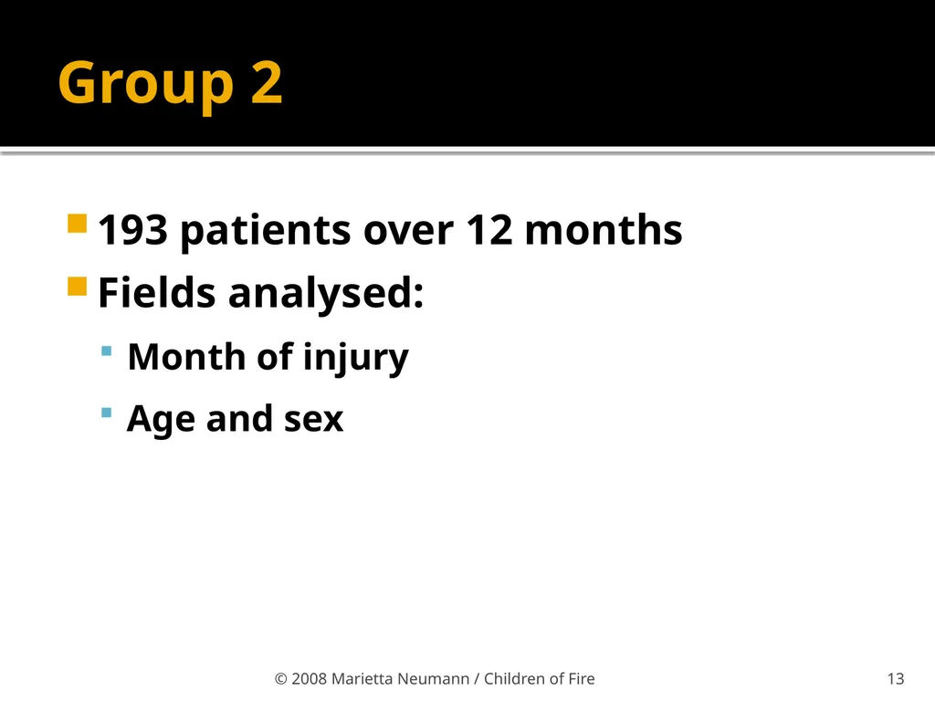 Burn injuries in children Statistics Record - slide 10 of 18