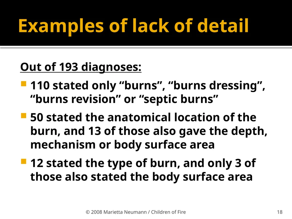 Burn injuries in children Statistics Record - slide 15 of 18