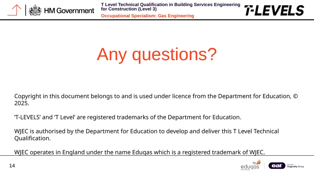 Occupational Specialism: Gas Engineering K1.1 - slide 14 of 14