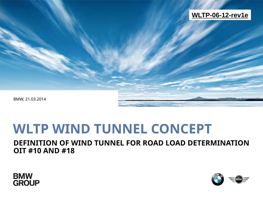 WLTP wind tunnel concept BMW, 21.03.2014 - slide 1 of 6