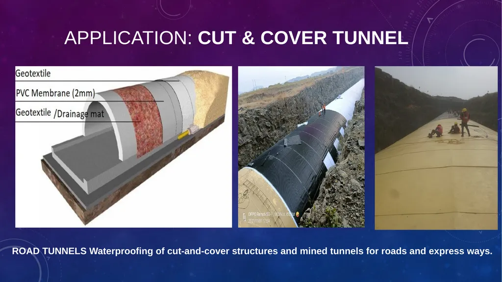 Geotextile & PVC MEMBRANE for TUNNEL Waterproofing - slide 9 of 12