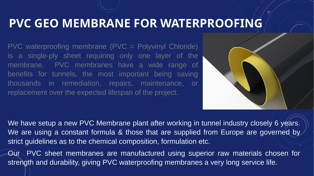 Geotextile & PVC MEMBRANE for TUNNEL Waterproofing - slide 7 of 12