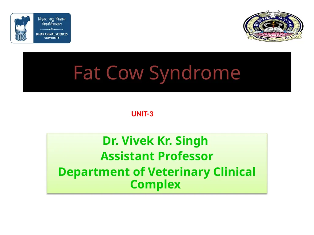 Fat Cow Syndrome Dr. Vivek Kr. Singh Assistant - slide 1 of 10