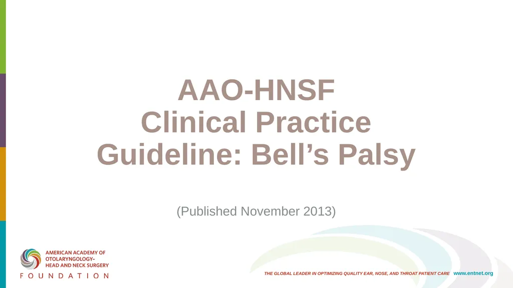 AAO-HNSF Clinical Practice Guideline: Bell’s Palsy - slide 1 of 48