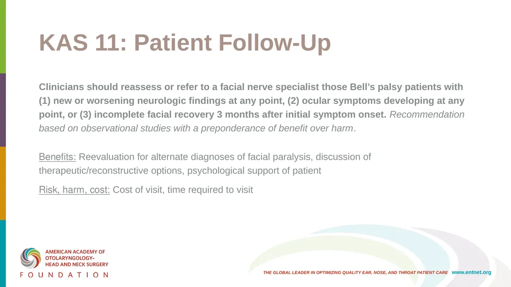 AAO-HNSF Clinical Practice Guideline: Bell’s Palsy - slide 39 of 48