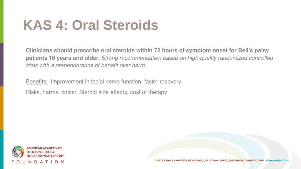 AAO-HNSF Clinical Practice Guideline: Bell’s Palsy - slide 20 of 48