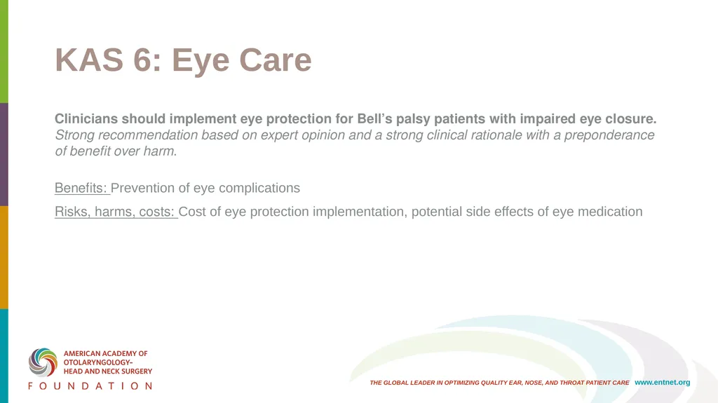 AAO-HNSF Clinical Practice Guideline: Bell’s Palsy - slide 26 of 48