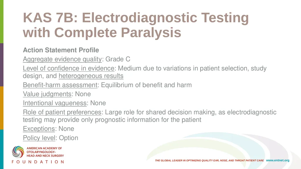 AAO-HNSF Clinical Practice Guideline: Bell’s Palsy - slide 31 of 48