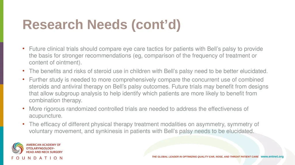 AAO-HNSF Clinical Practice Guideline: Bell’s Palsy - slide 43 of 48