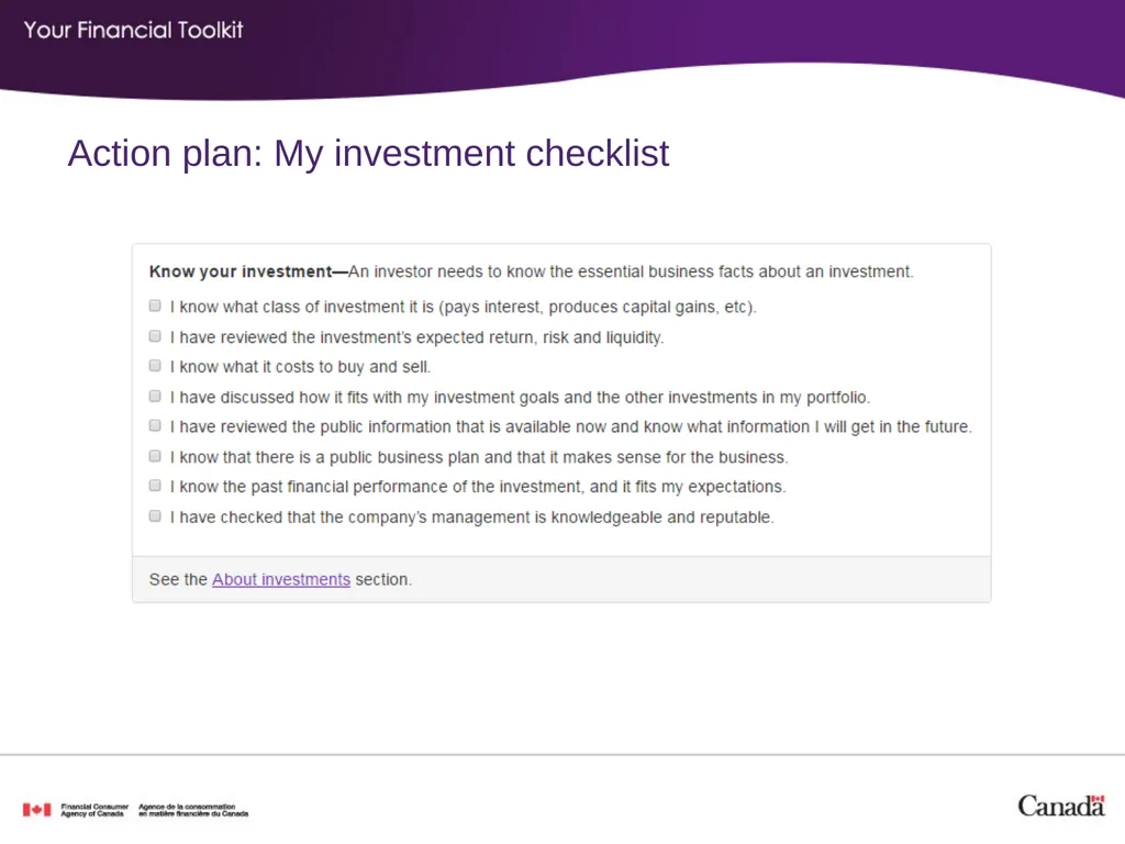 Investing Agenda Start time: _____ Break time: - slide 41 of 42
