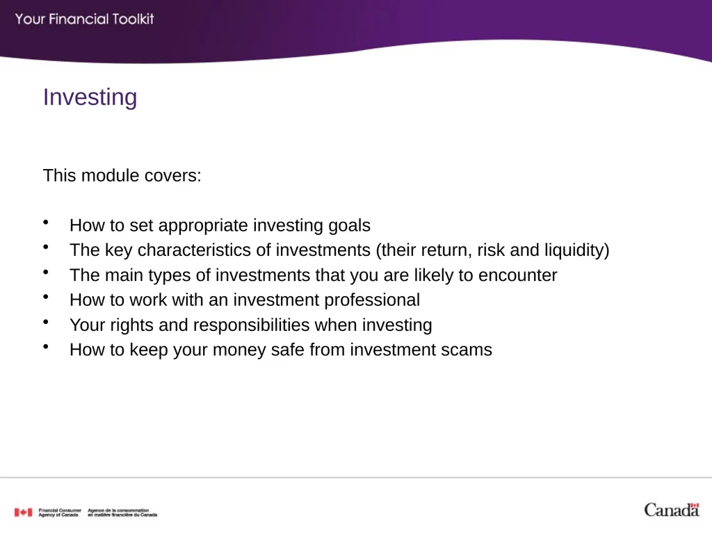 Investing Agenda Start time: _____ Break time: - slide 4 of 42