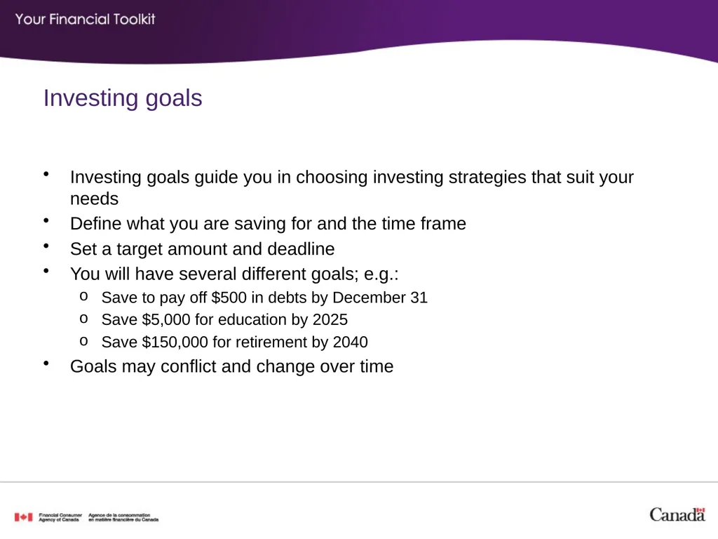 Investing Agenda Start time: _____ Break time: - slide 7 of 42