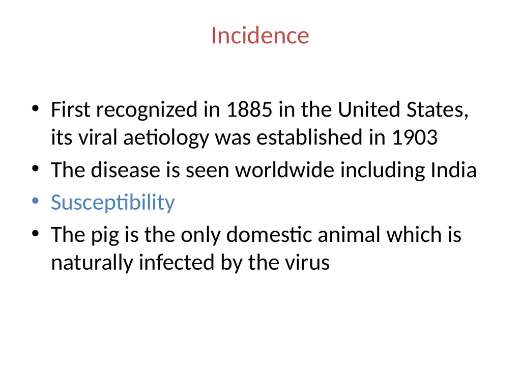 SWINE FEVER (Hog Cholera) Synonym:- Hog cholera - slide 5 of 18
