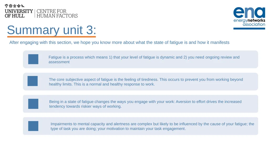 Introduction to Work-Related Fatigue Unit 3: The - slide 27 of 29
