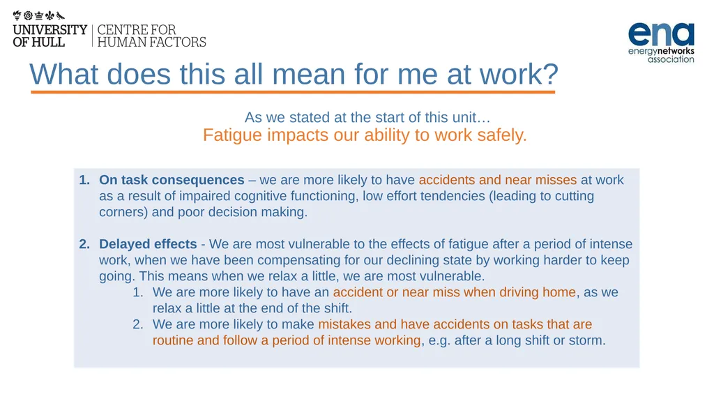 Introduction to Work-Related Fatigue Unit 3: The - slide 12 of 29