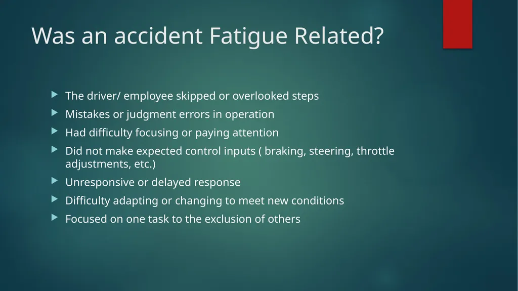 Fatigue Awareness FOCUS ON SAFETY Why Fatigue - slide 15 of 20
