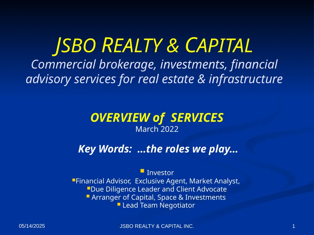 JSBO REALTY & CAPITAL Commercial brokerage,