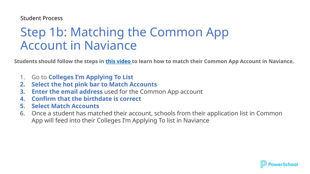 Student Process Steps 1a: Creating Common App - slide 2 of 3