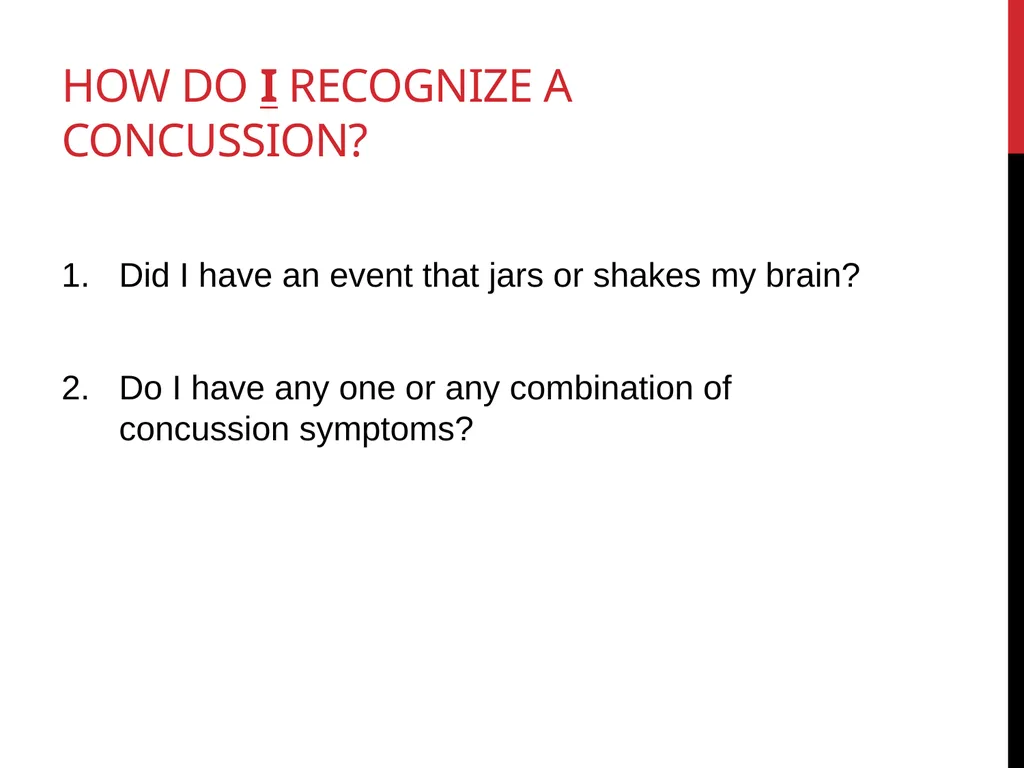 Concussion Awareness & Education University of - slide 11 of 27