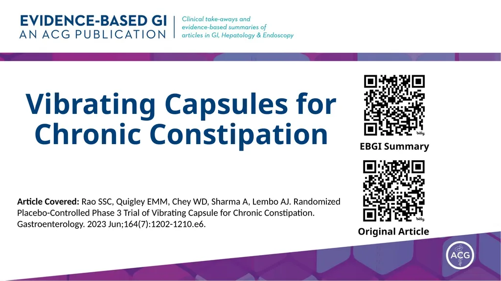 Vibrating Capsules for Chronic Constipation - slide 1 of 11