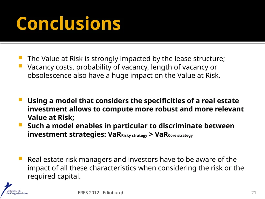 Value at Risk : a specific real estate model - slide 21 of 31