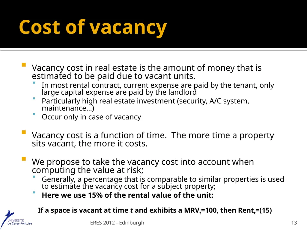 Value at Risk : a specific real estate model - slide 13 of 31