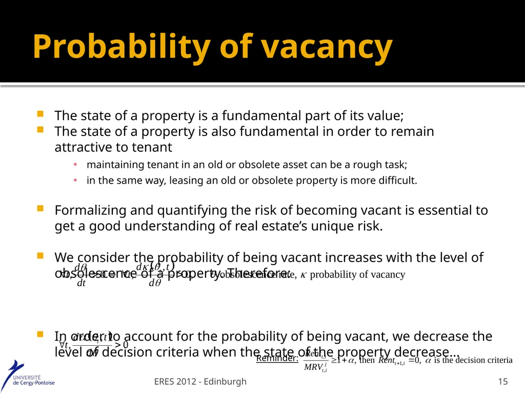 Value at Risk : a specific real estate model - slide 15 of 31